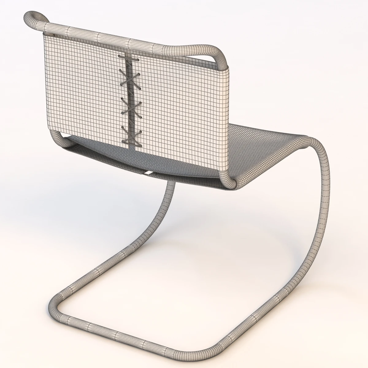 Brown Leather Chair With Chrome Cantilevered Base 3D Model_010