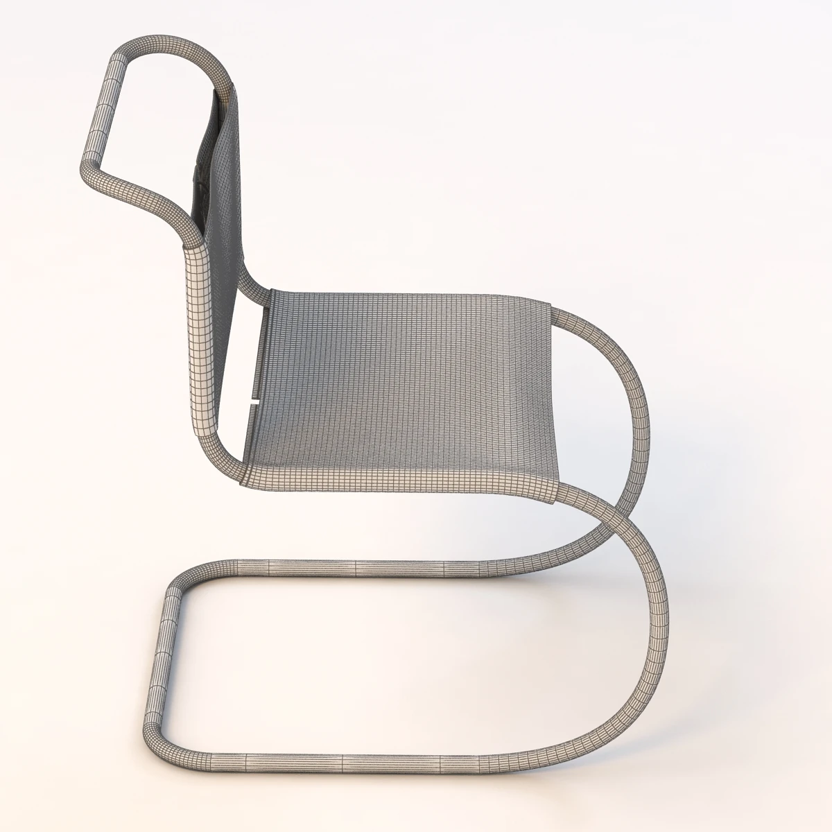 Brown Leather Chair With Chrome Cantilevered Base 3D Model_09