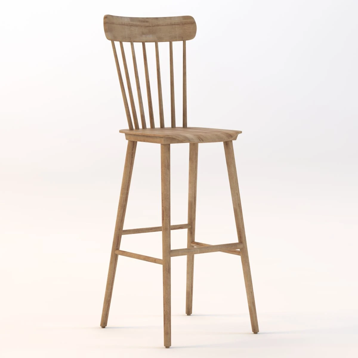 English Windsor Bar Stool 3D Model_01