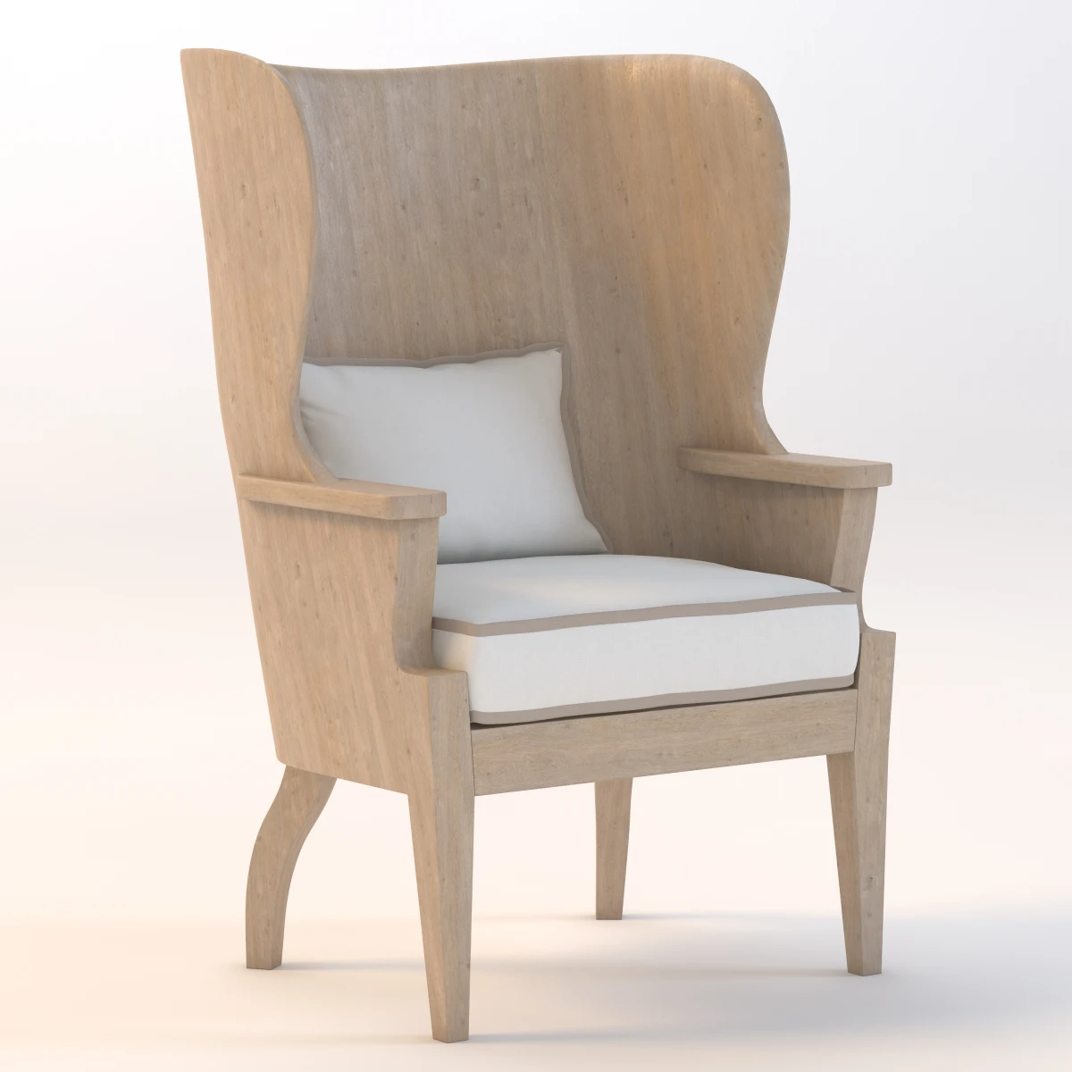 Formations Wooden Barrel Wing Chair 3D Model_01
