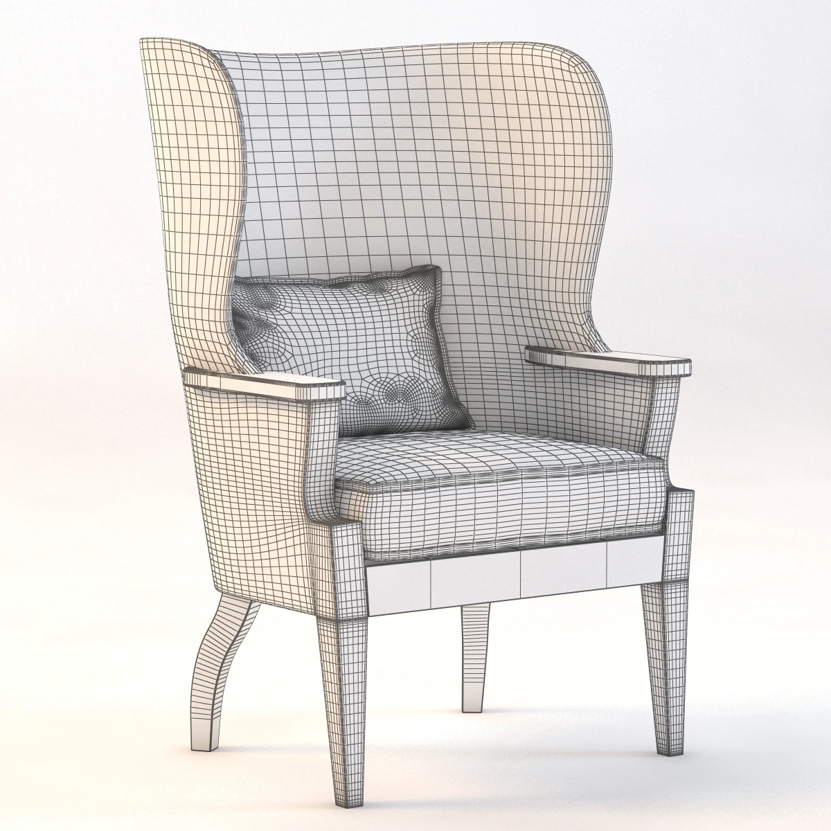 Formations Wooden Barrel Wing Chair 3D Model_09