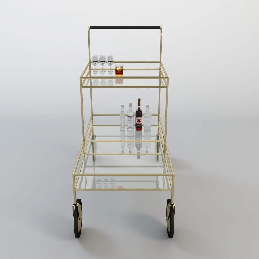 Gable Bar Cart 3D Model_01