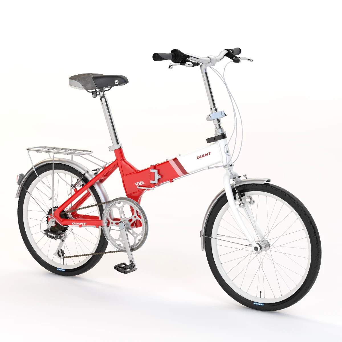 Giant Fd806 Lightweight Red-White Folding Bicycle 3D Model_01