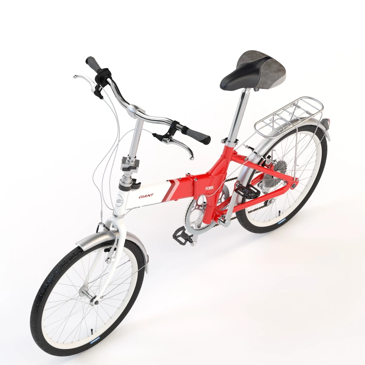 Giant Fd806 Lightweight Red-White Folding Bicycle 3D Model_08