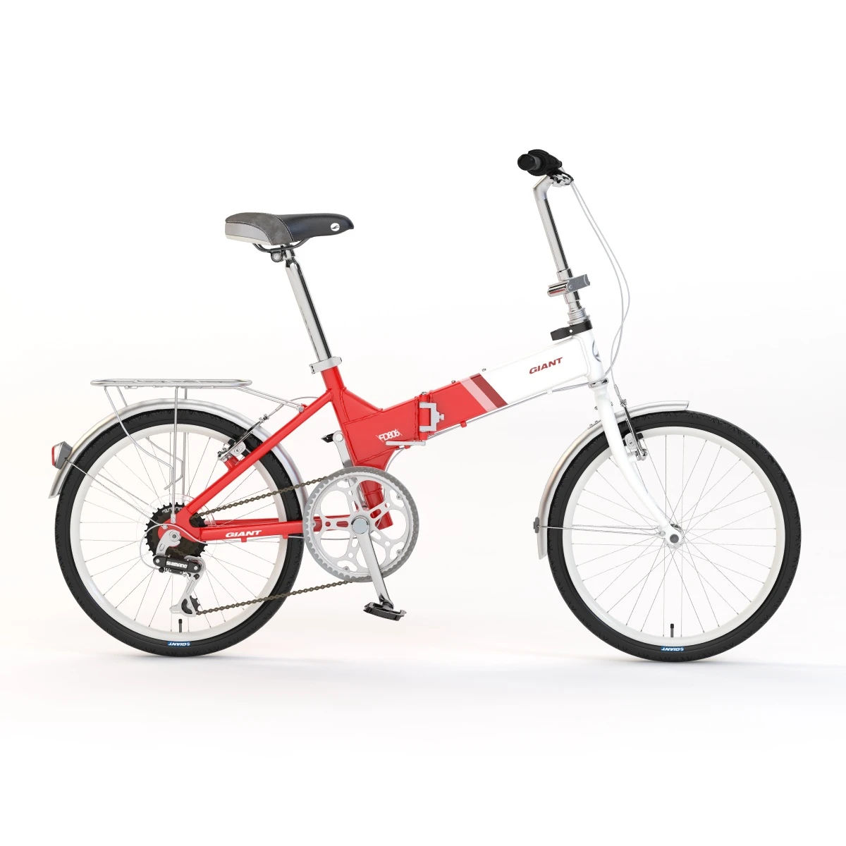 Giant Fd806 Lightweight Red-White Folding Bicycle 3D Model_04