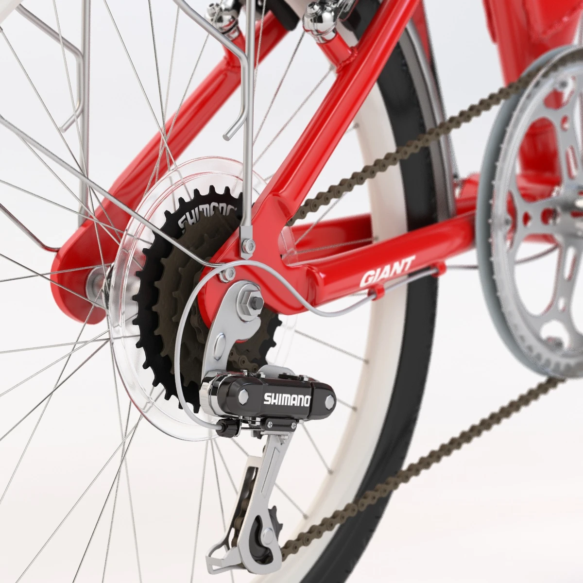 Giant Fd806 Lightweight Red-White Folding Bicycle 3D Model_09