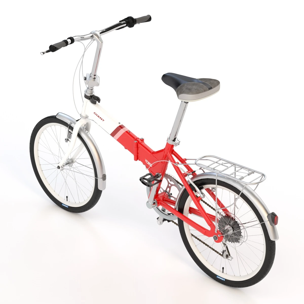 Giant Fd806 Lightweight Red-White Folding Bicycle 3D Model_03