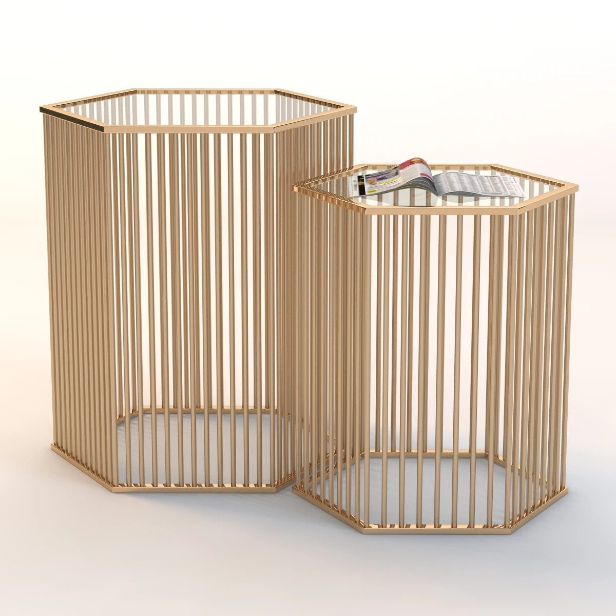 Hexagonal Modern Side Table 3D Model_07