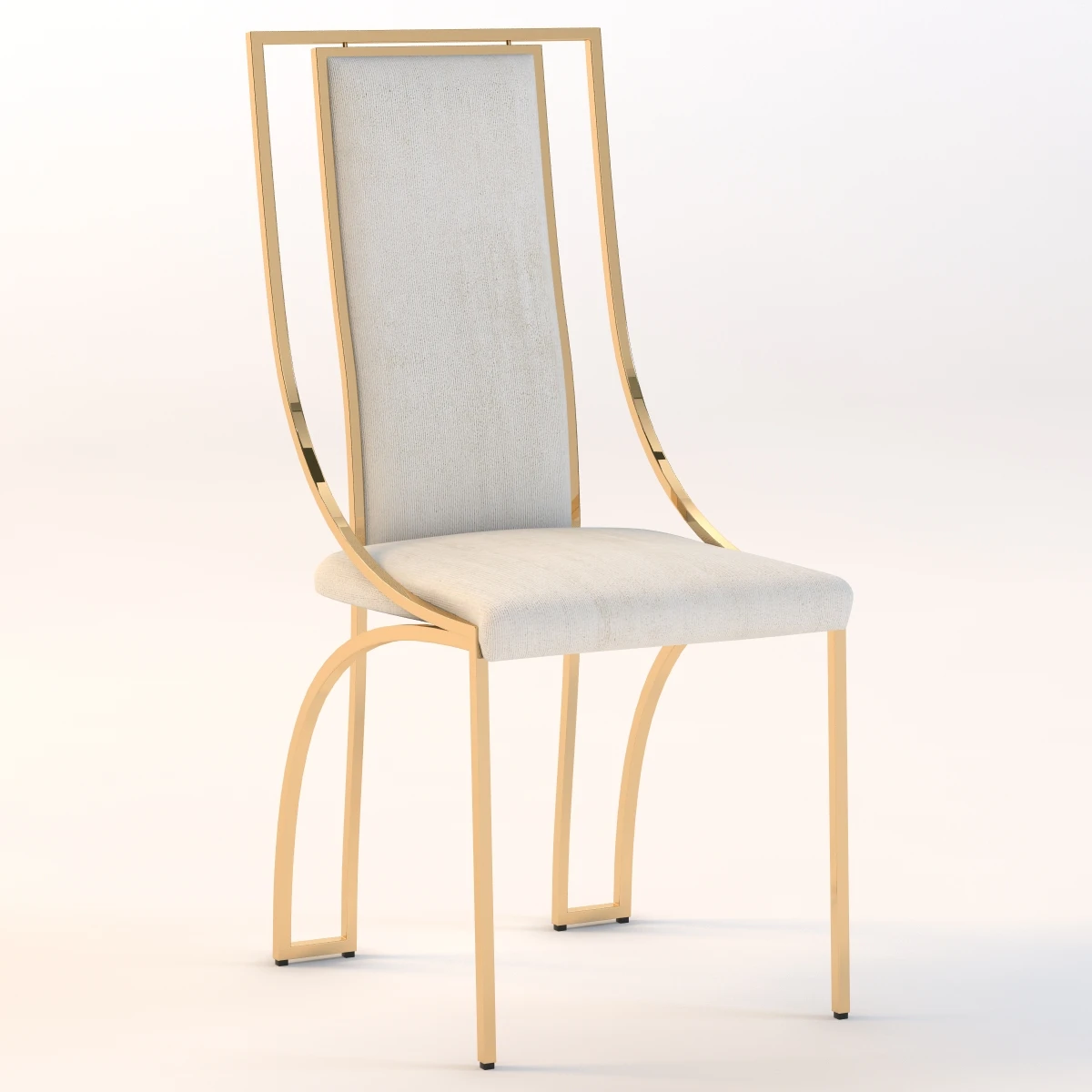 High Back Brass Chair 3D Model_01