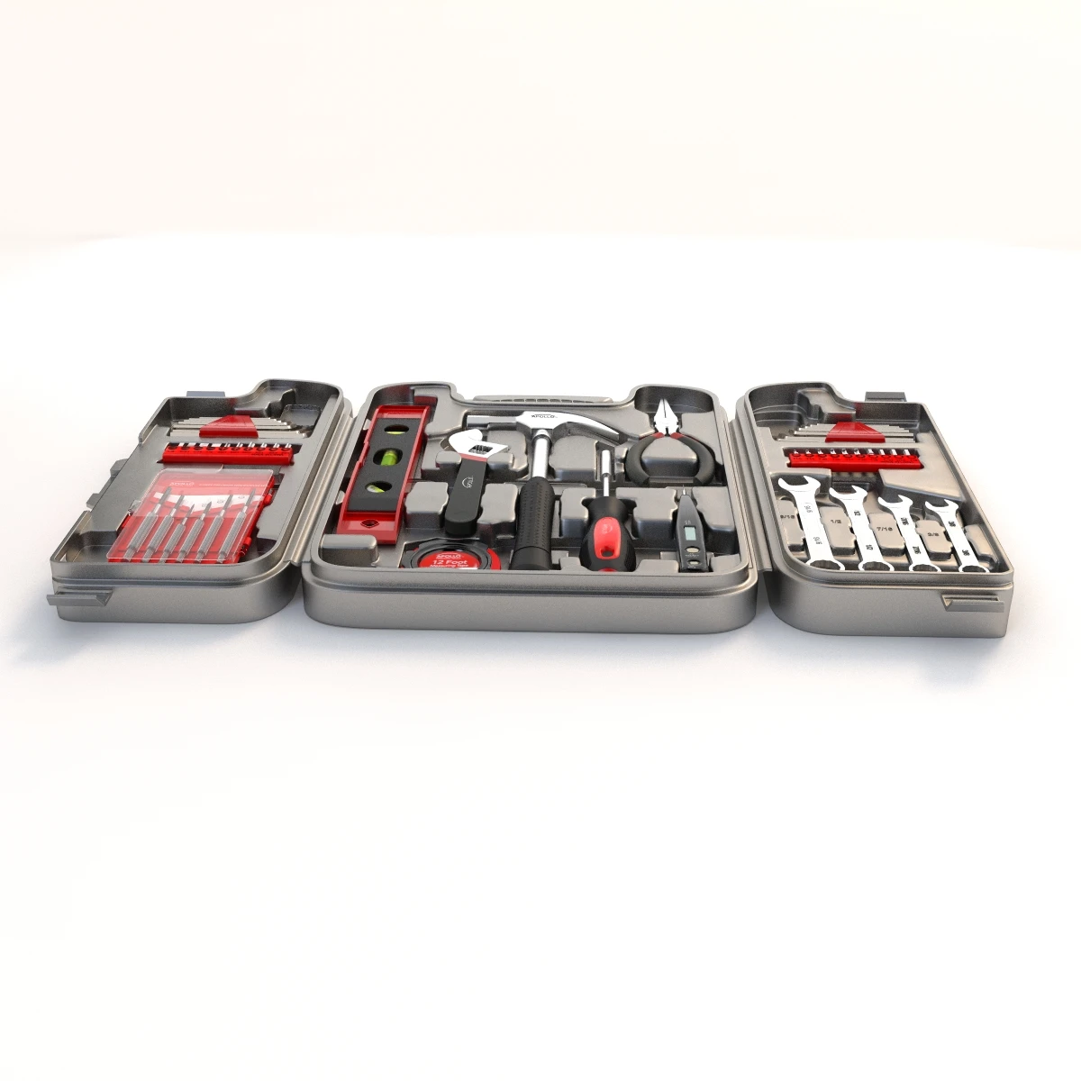 Household Precision Tool Set With Wrenches Pliers Grip Screwdriver Ratchet 3D Model_05