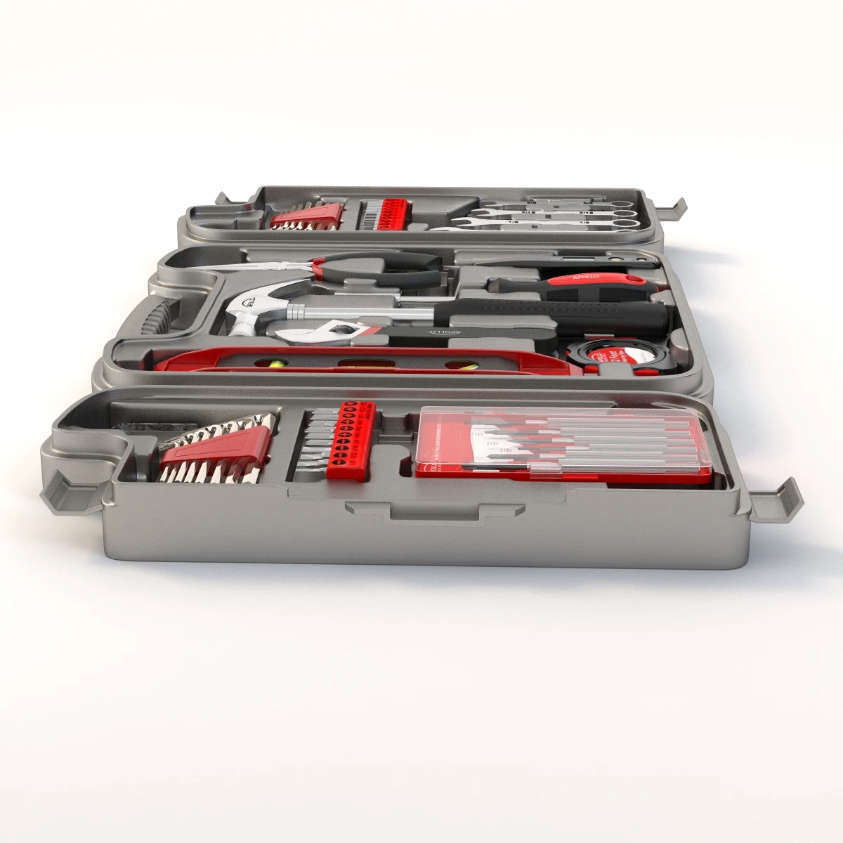 Household Precision Tool Set With Wrenches Pliers Grip Screwdriver Ratchet 3D Model_04