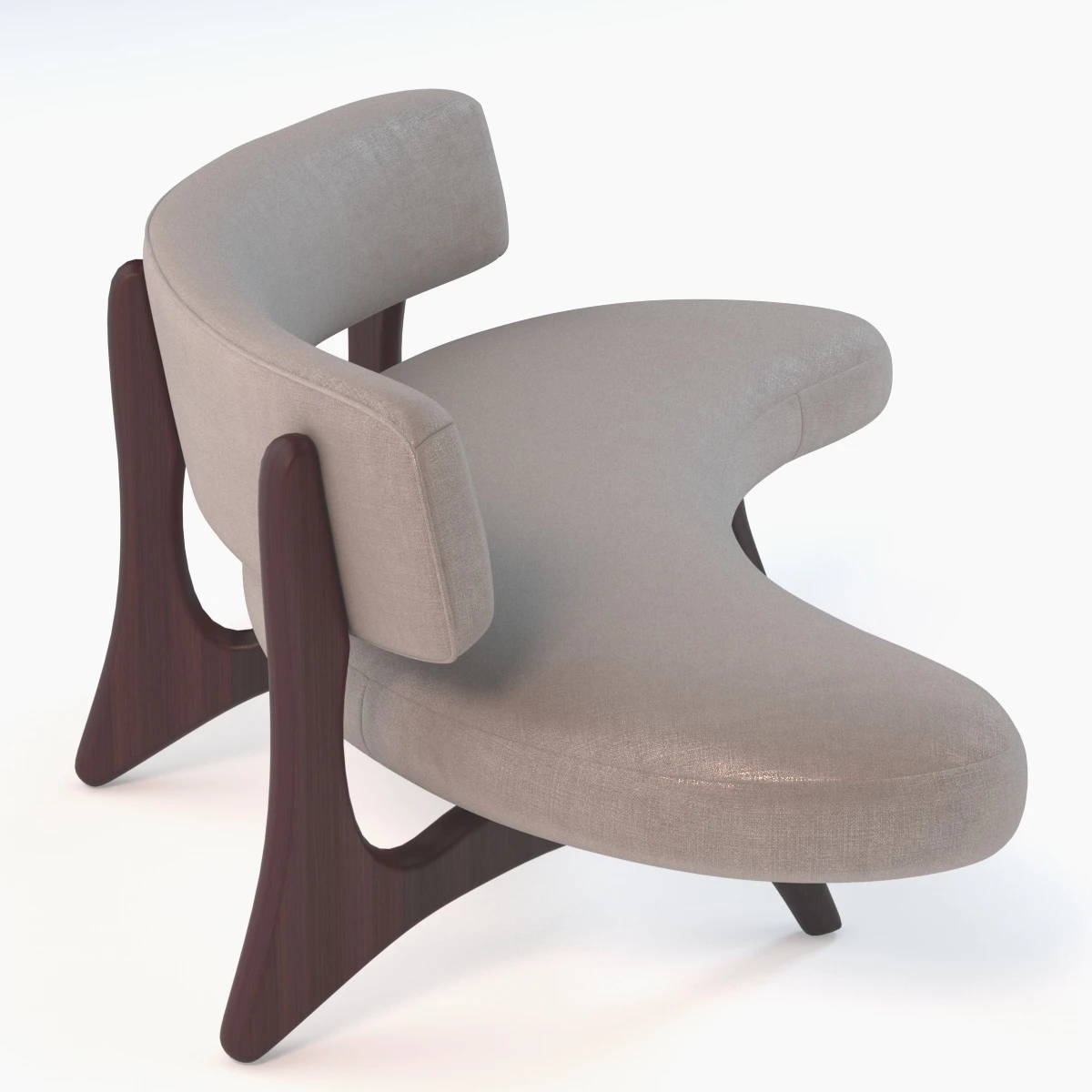 Houzz Floating Curved Walnut Sofa 3D Model_04