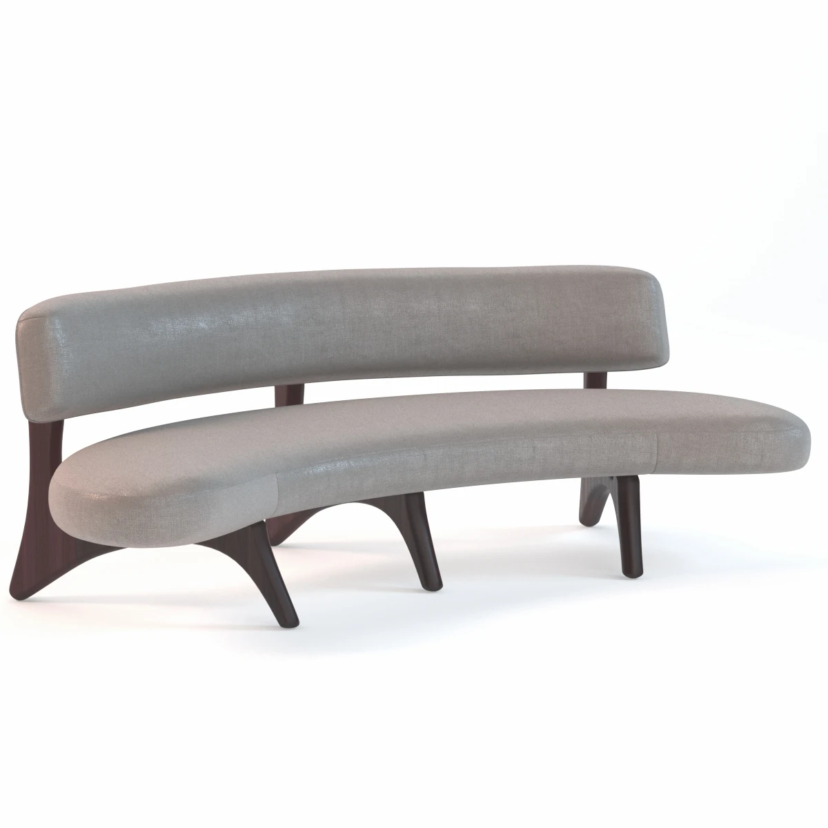Houzz Floating Curved Walnut Sofa 3D Model_01