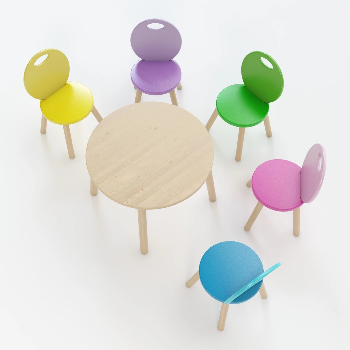 Kid Chair And Table Set 3D Model_04