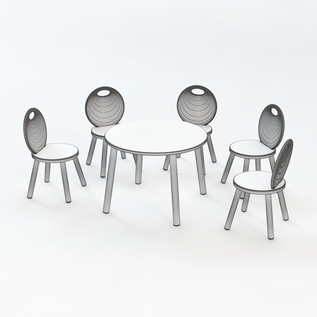 Kid Chair And Table Set 3D Model_05