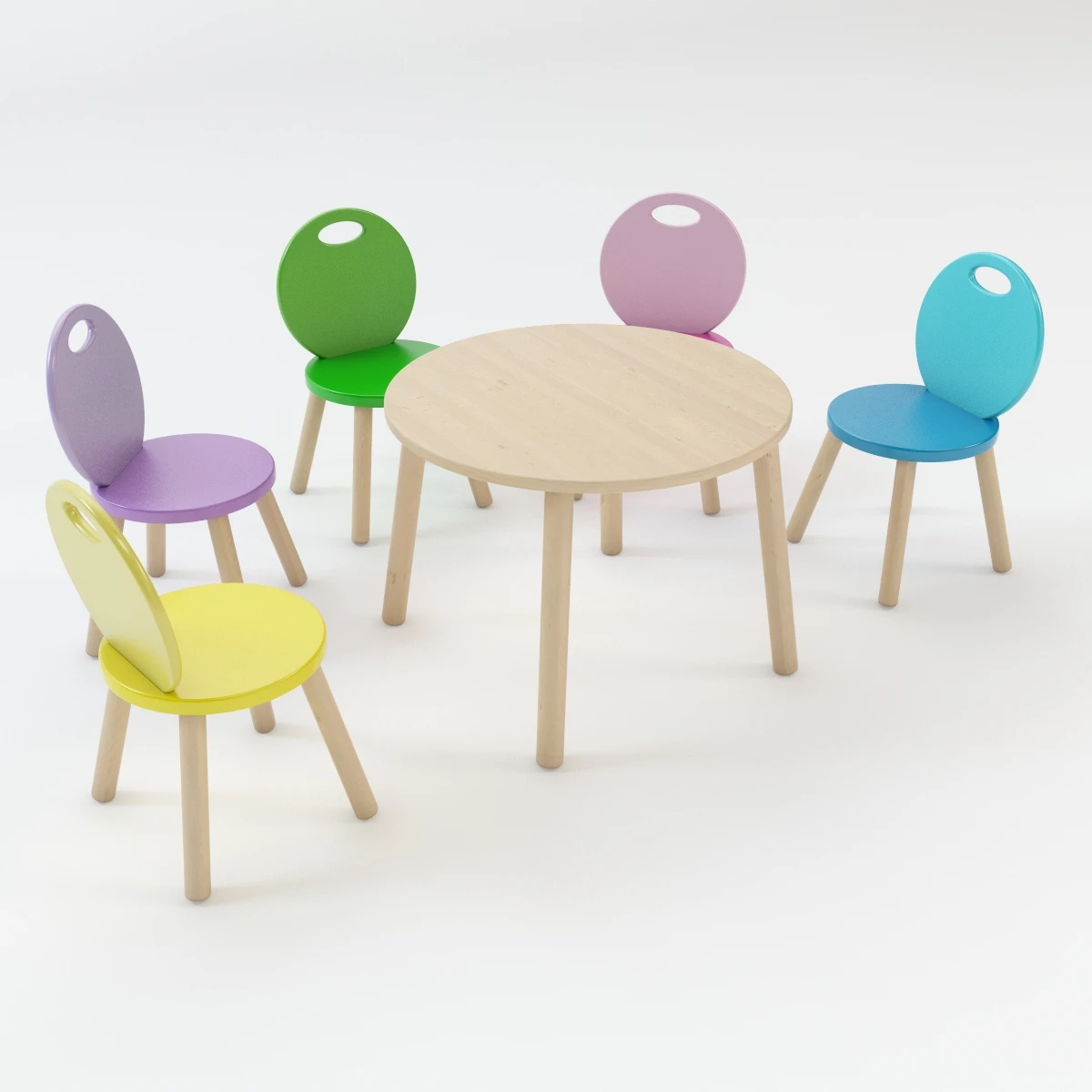 Kid Chair And Table Set 3D Model_03