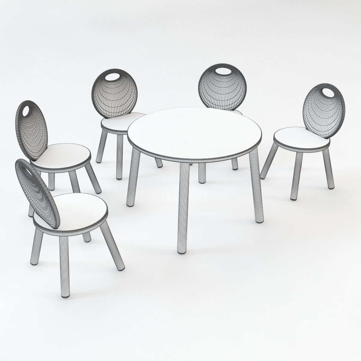 Kid Chair And Table Set 3D Model_06