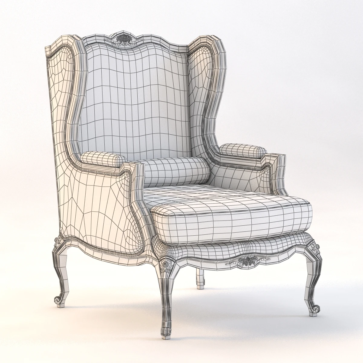 Louis Xv Style Gilded Wing Chair 3D Model_010