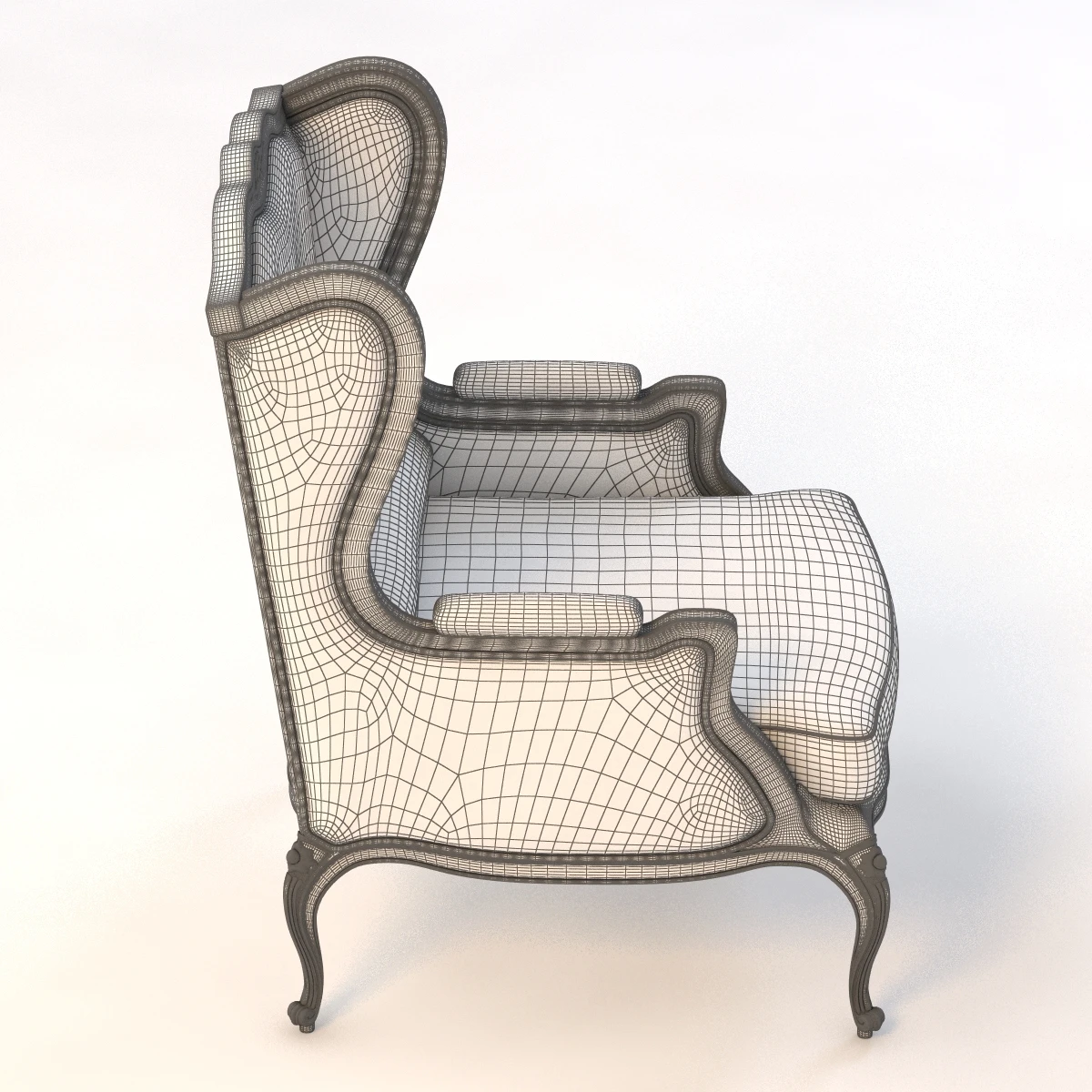 Louis Xv Style Gilded Wing Chair 3D Model_011