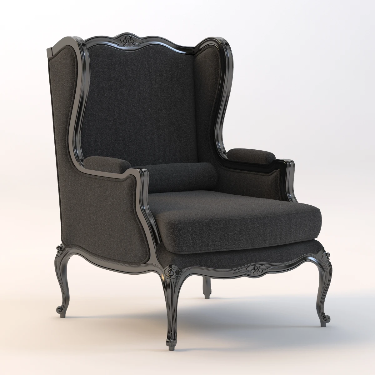 Louis Xv Style Gilded Wing Chair 3D Model_01