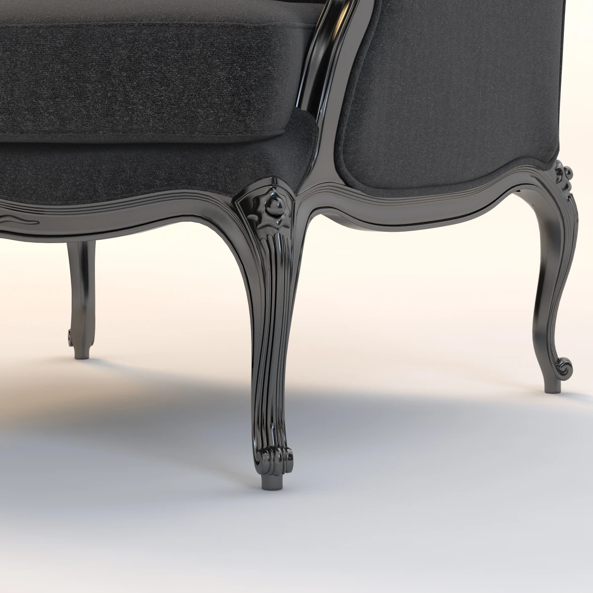 Louis Xv Style Gilded Wing Chair 3D Model_06