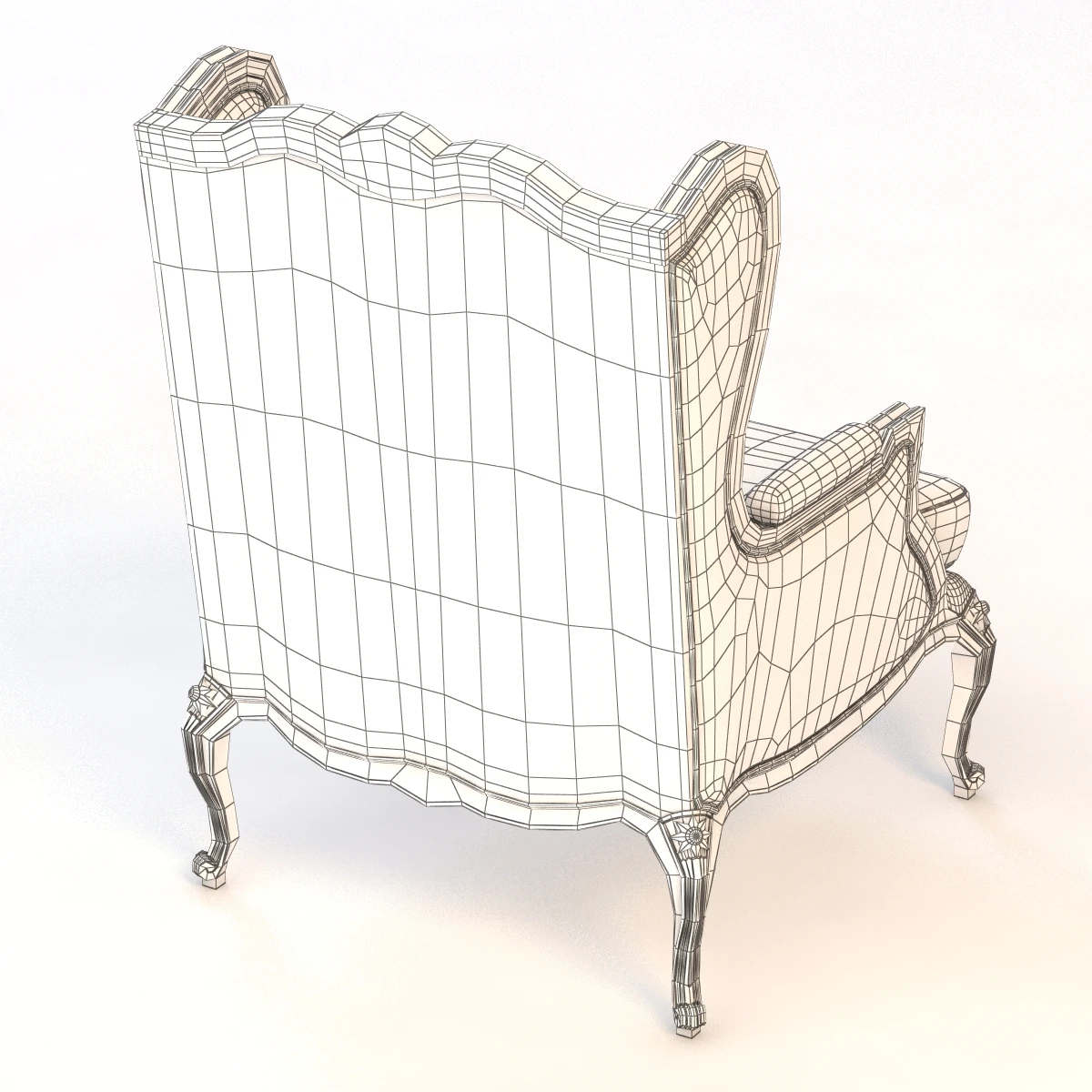 Louis Xv Style Gilded Wing Chair 3D Model_014