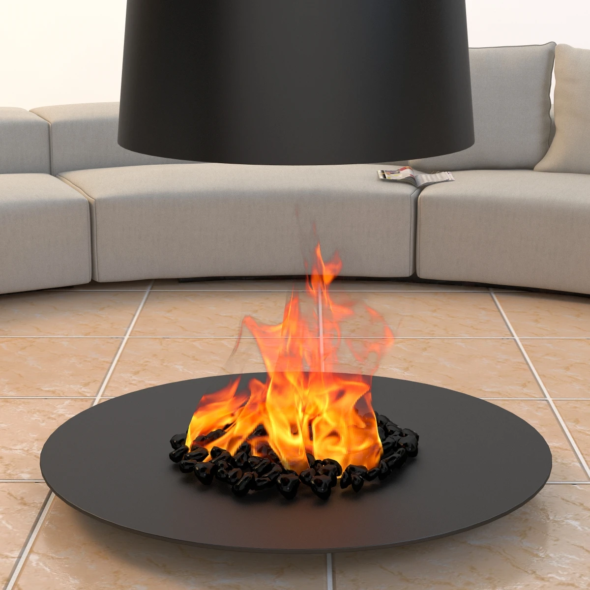 Circular Conversation Sofa With Firepit 3D Model_08