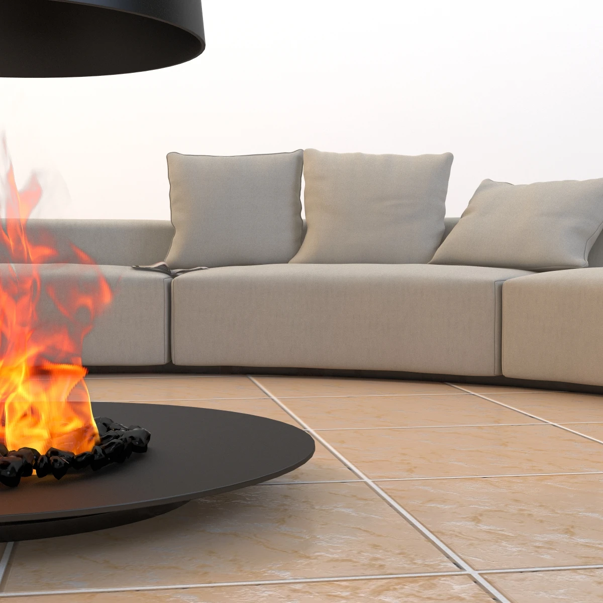 Circular Conversation Sofa With Firepit 3D Model_04