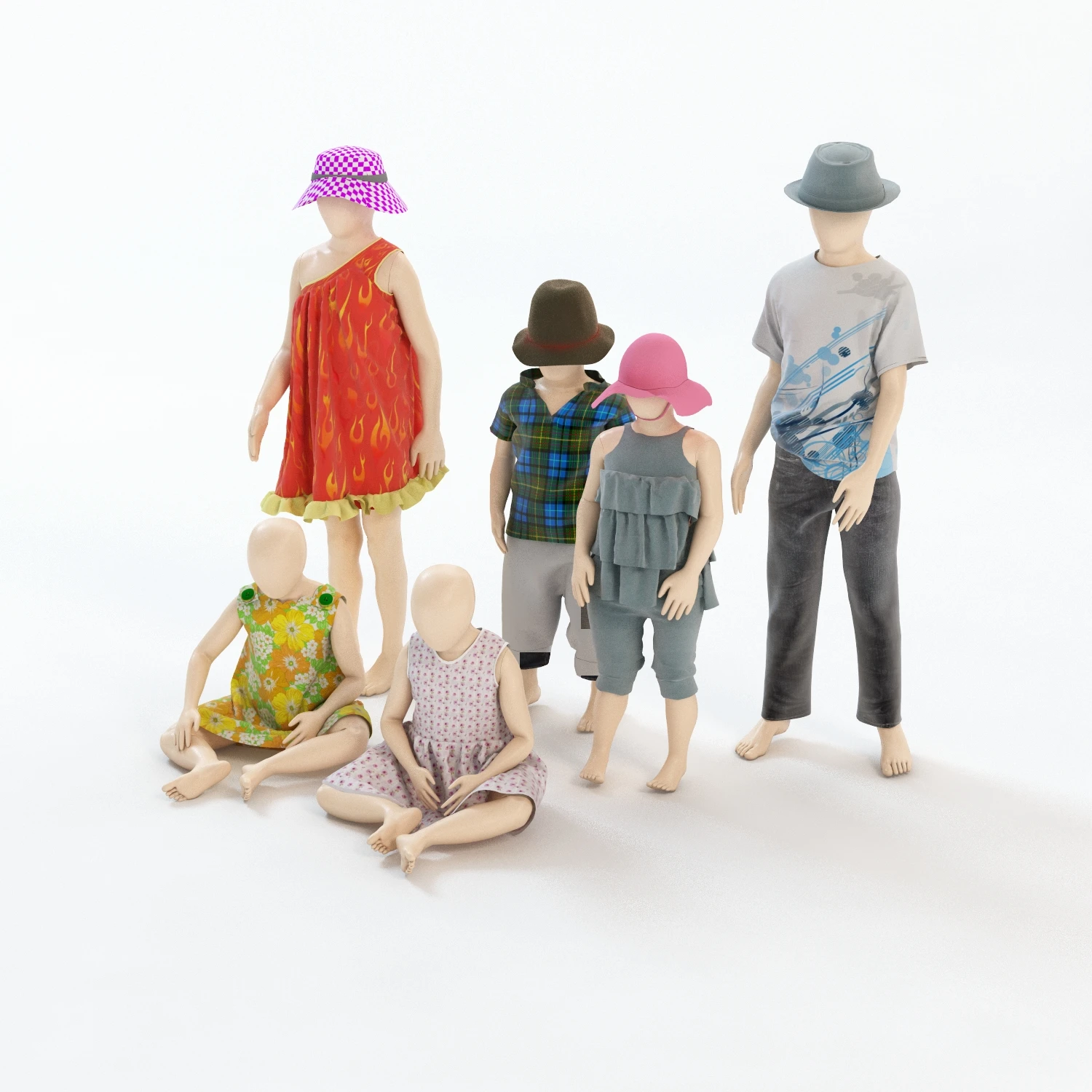 Mannequin Group 3D Model_01