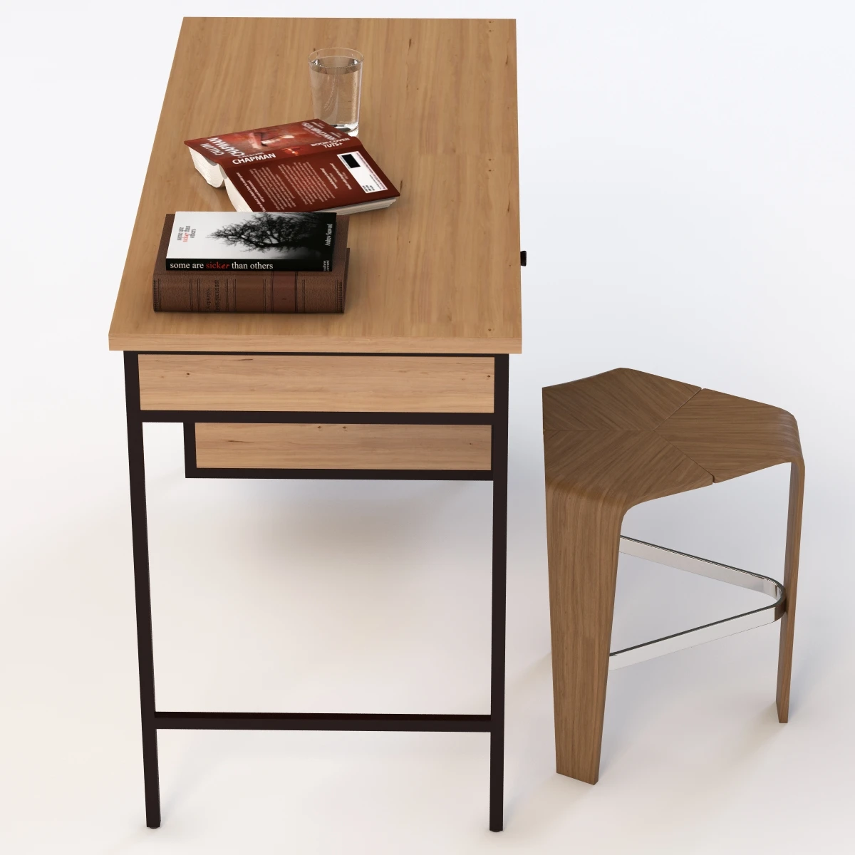 Metal Cameron Study Table 3D Model_03