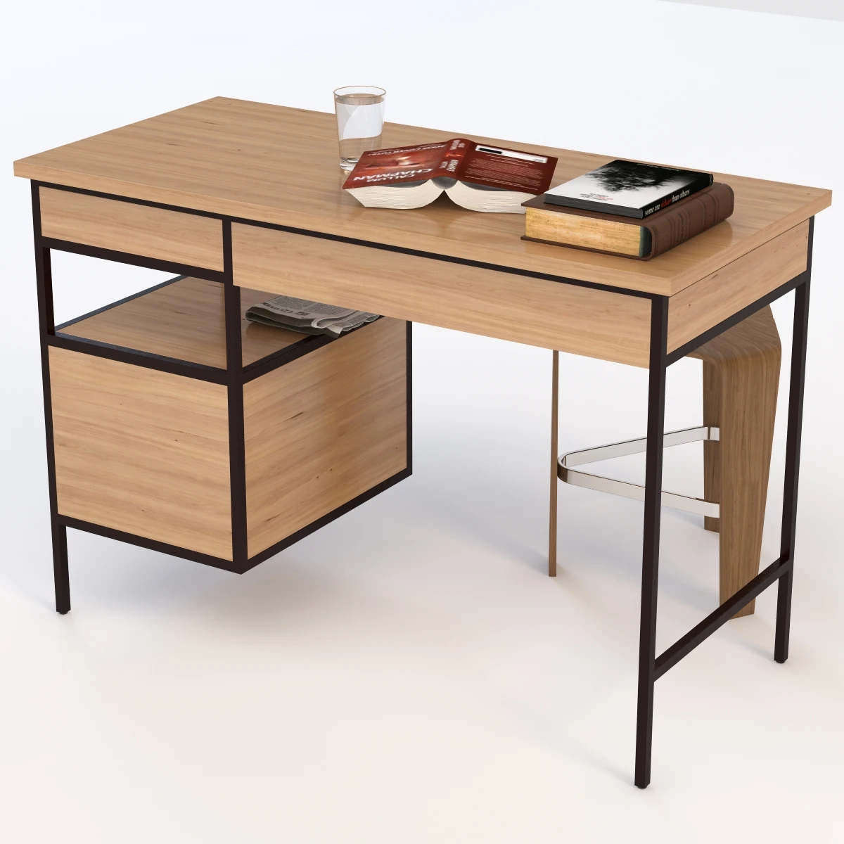 Metal Cameron Study Table 3D Model_04