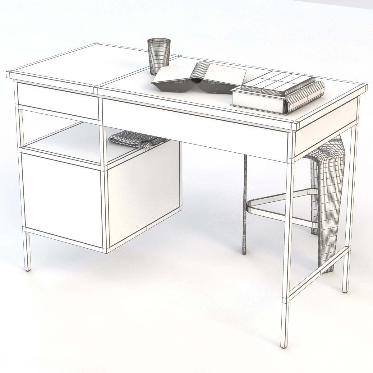 Metal Cameron Study Table 3D Model_010