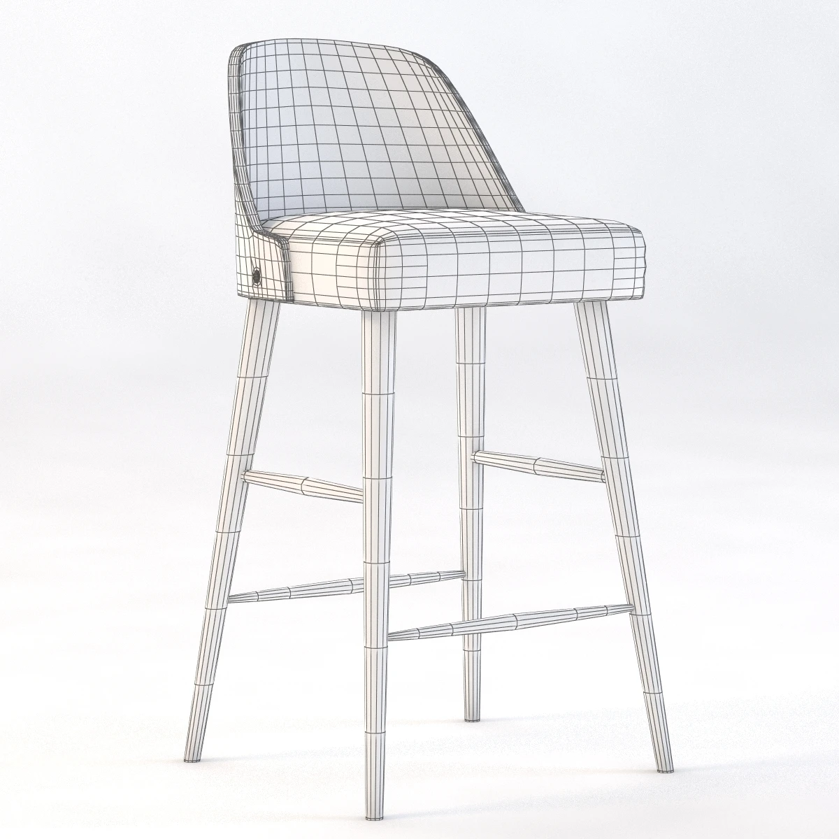 West Elm Bentwood Leather Barstool 3D Model_09