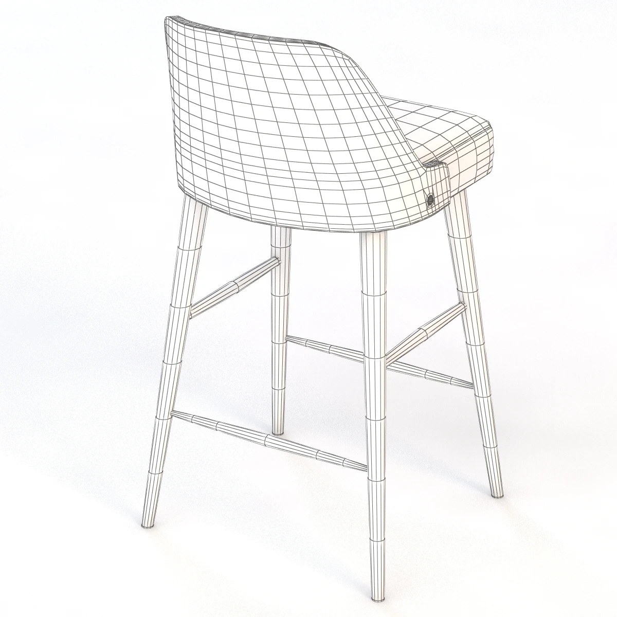 West Elm Bentwood Leather Barstool 3D Model_010