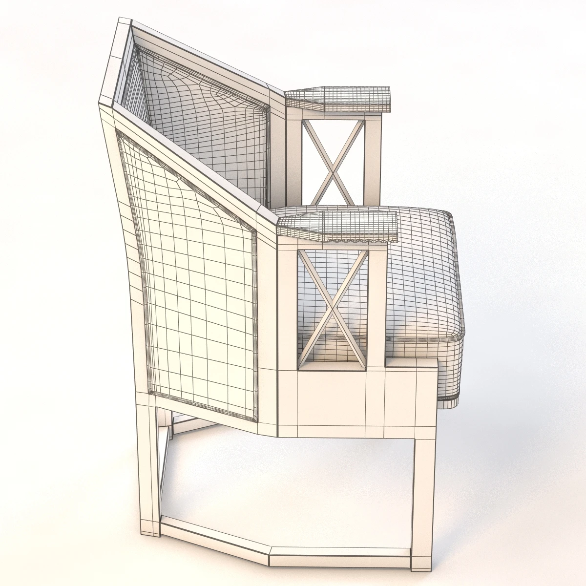 Vienna Secessionist Armchair 3D Model_010