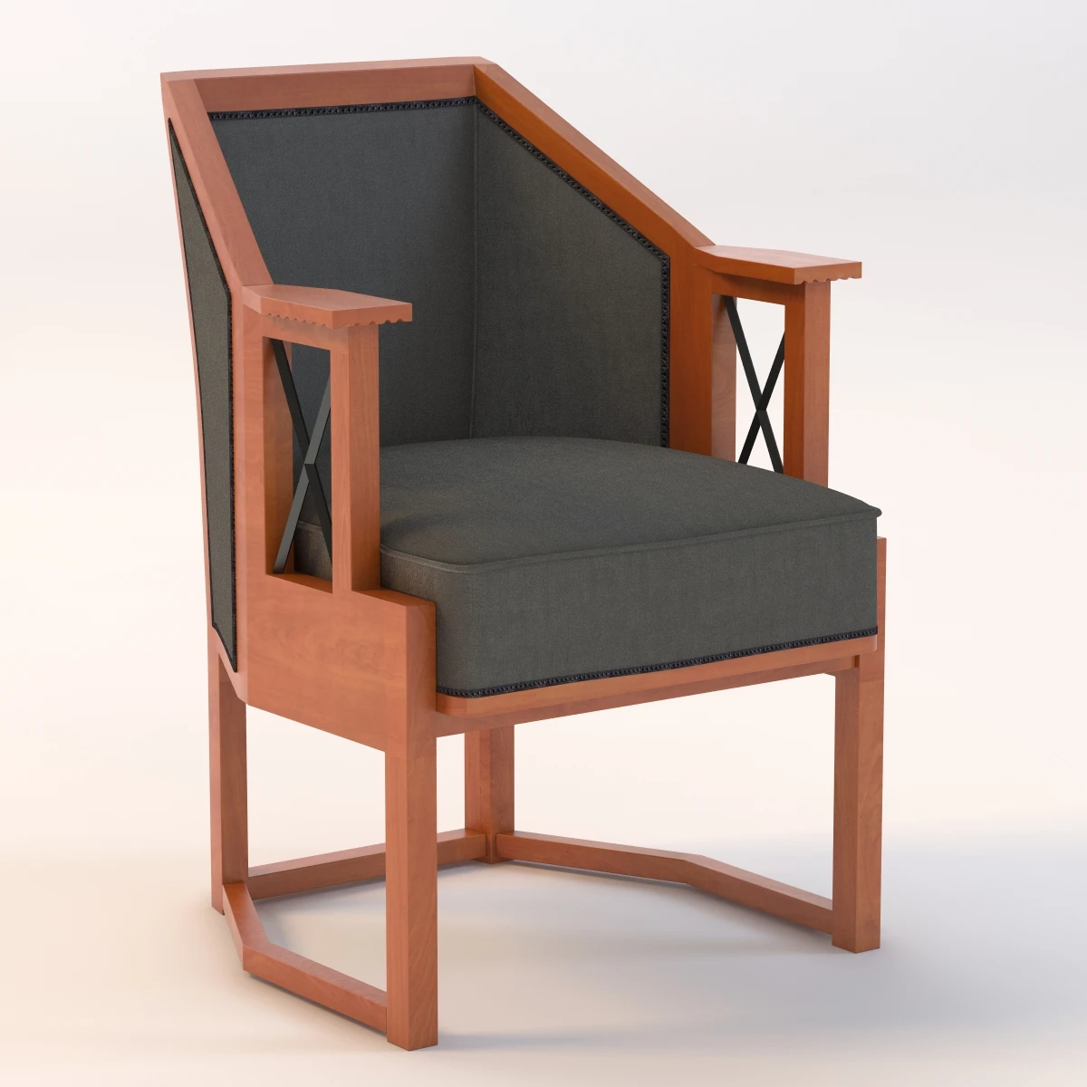Vienna Secessionist Armchair 3D Model_01
