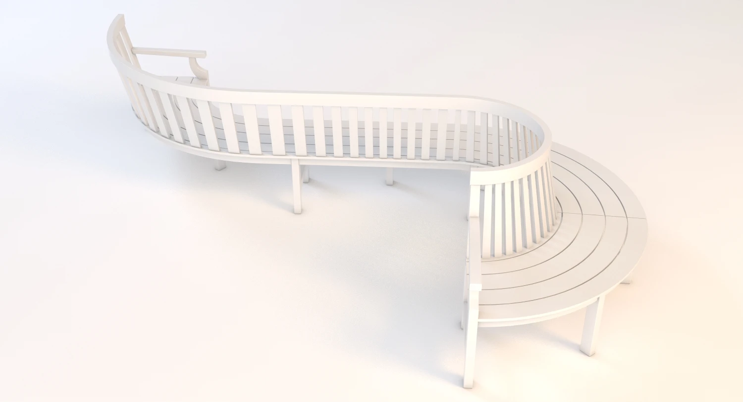 Curved Stylish Outdoor Bench 3D Model_08