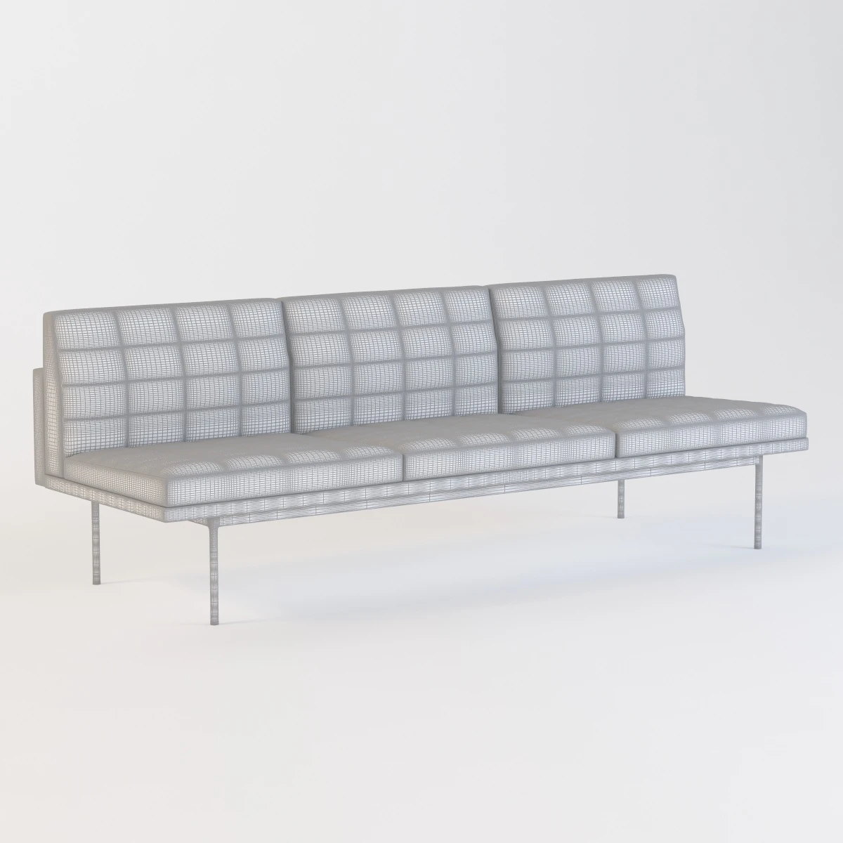 Ultra Detail Upholstered Tuxedo Sofa Three Seater 3D Model_09