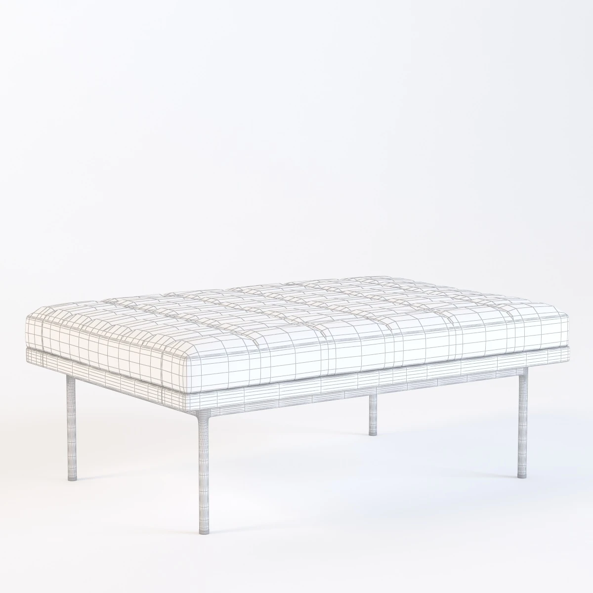 Ultra Detail Upholstered Tuxedo Ottoman Pouf 3D Model_09