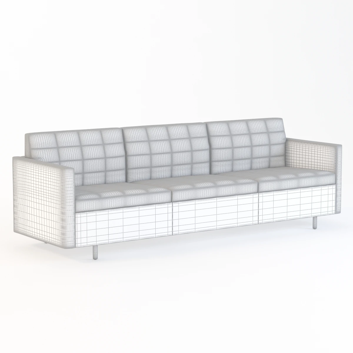 Ultra Detail Upholstered Tuxedo Classic Sofa Three Seater 3D Model_09