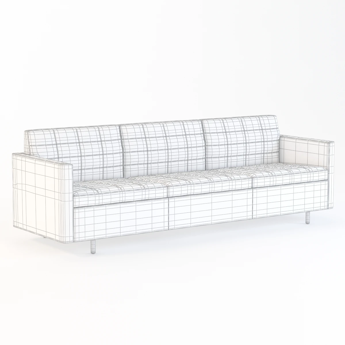 Ultra Detail Upholstered Tuxedo Classic Sofa Three Seater 3D Model_010