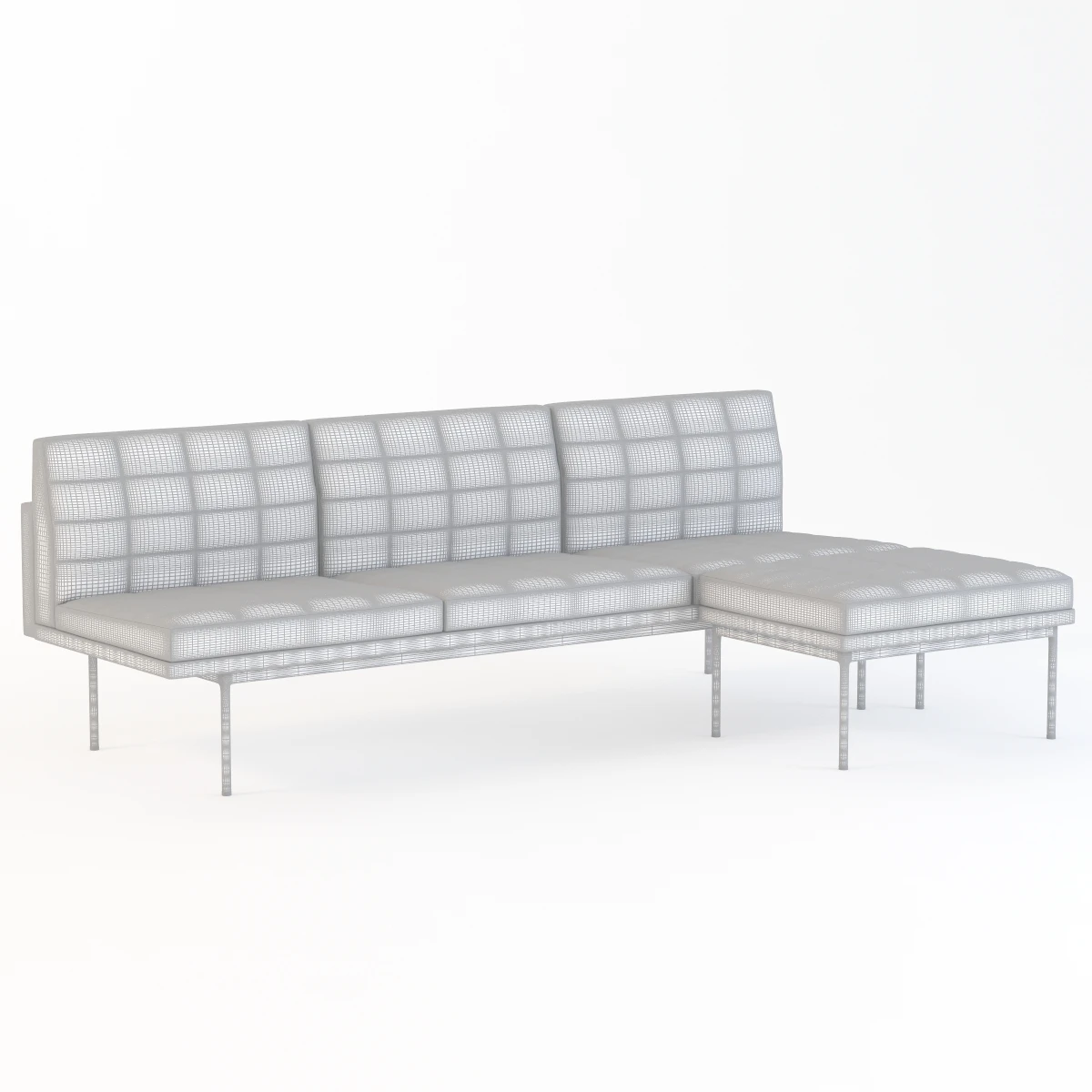 Ultra Detail Upholstered Tuxedo Chaise 3D Model_09