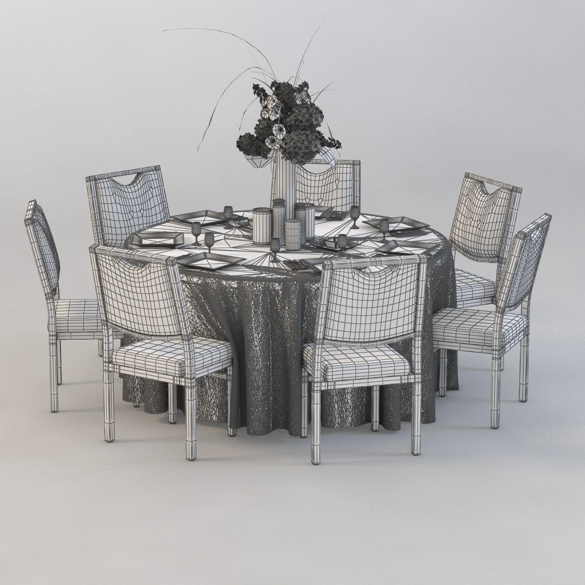 Photo Table And Chair Set 3D Model_03