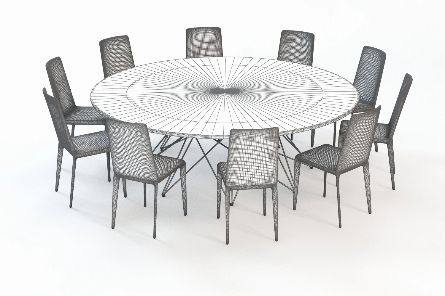 Octa Table With Chair 3D Model_05