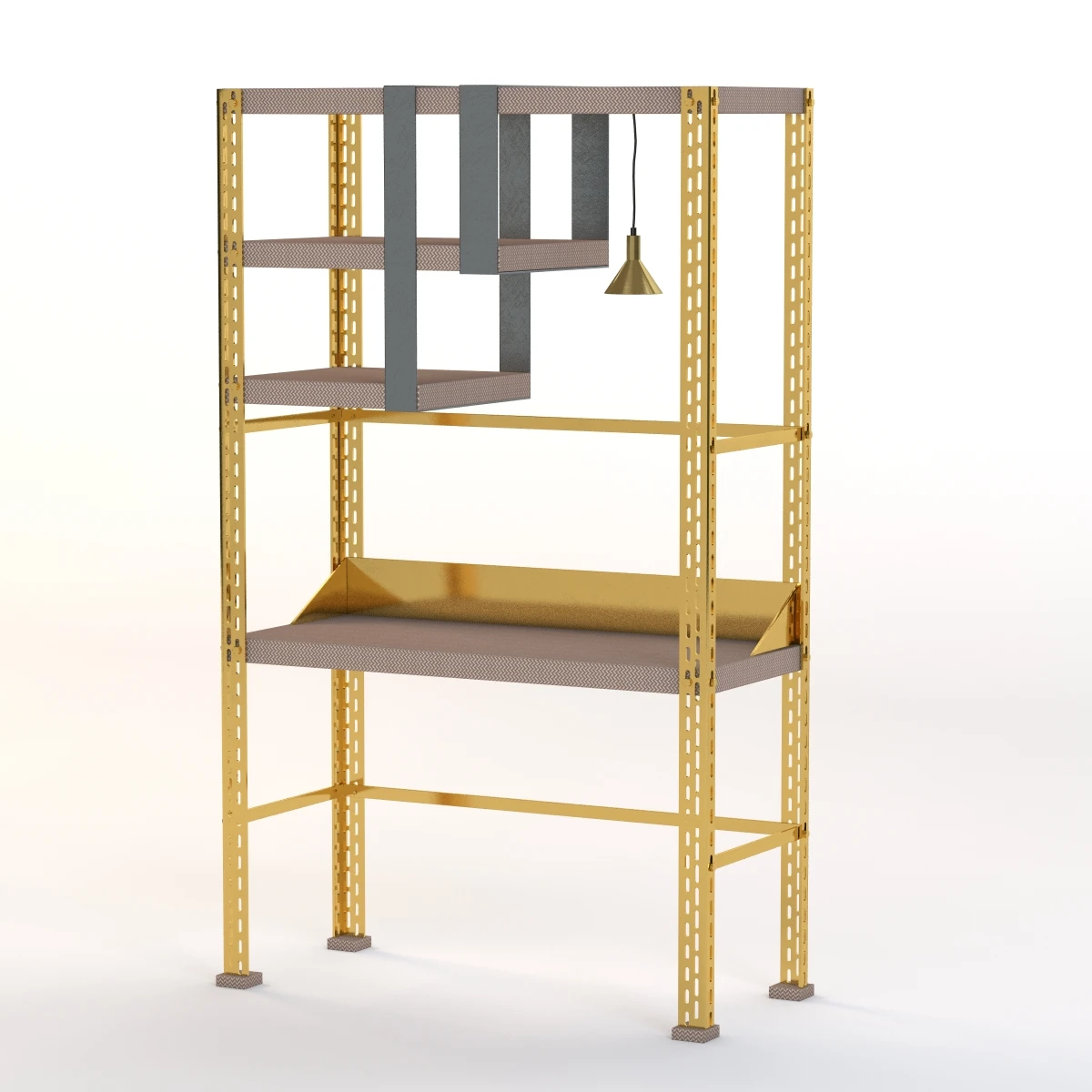 Scaffale D Arte Brass Desk 3D Model_01