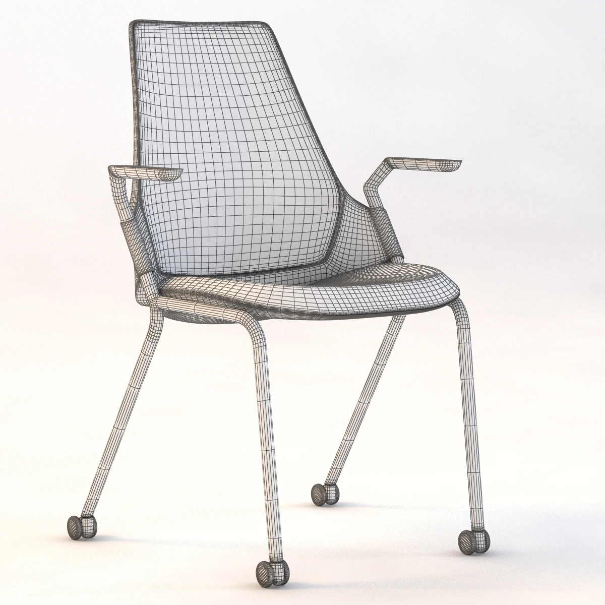 Sayl Side Chair 4 Leg Base With Casters 3D Model_09