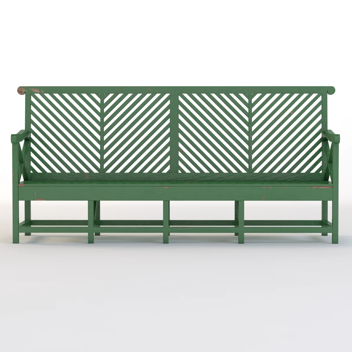 Outdoor Garden Bench Green 3D Model_08