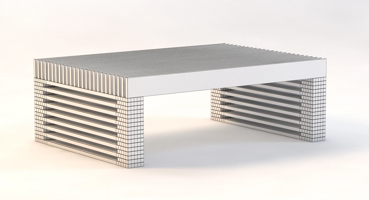 Reclaimed Timber Slat Coffee Table 3D Model_09