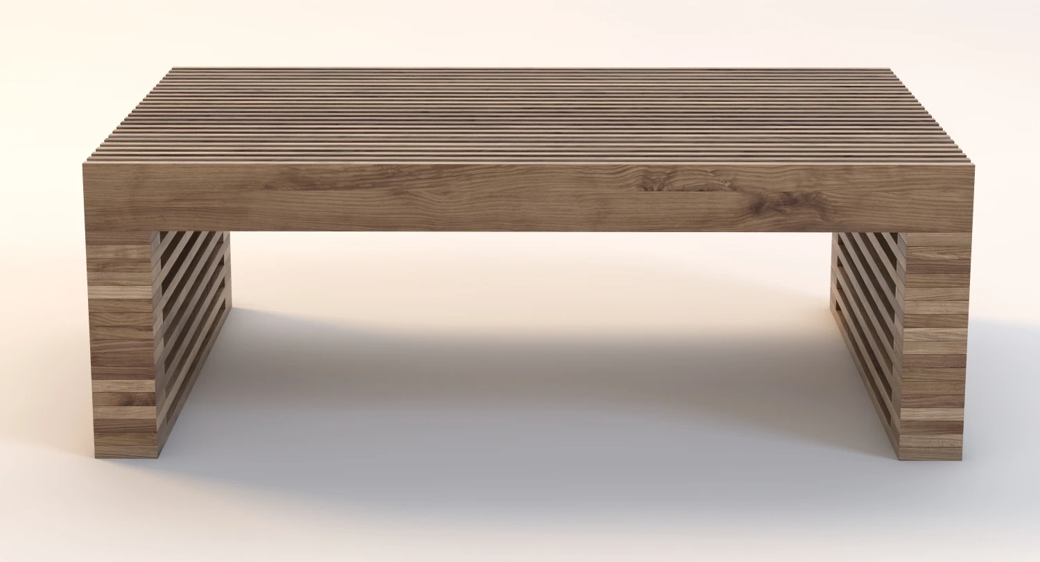 Reclaimed Timber Slat Coffee Table 3D Model_08
