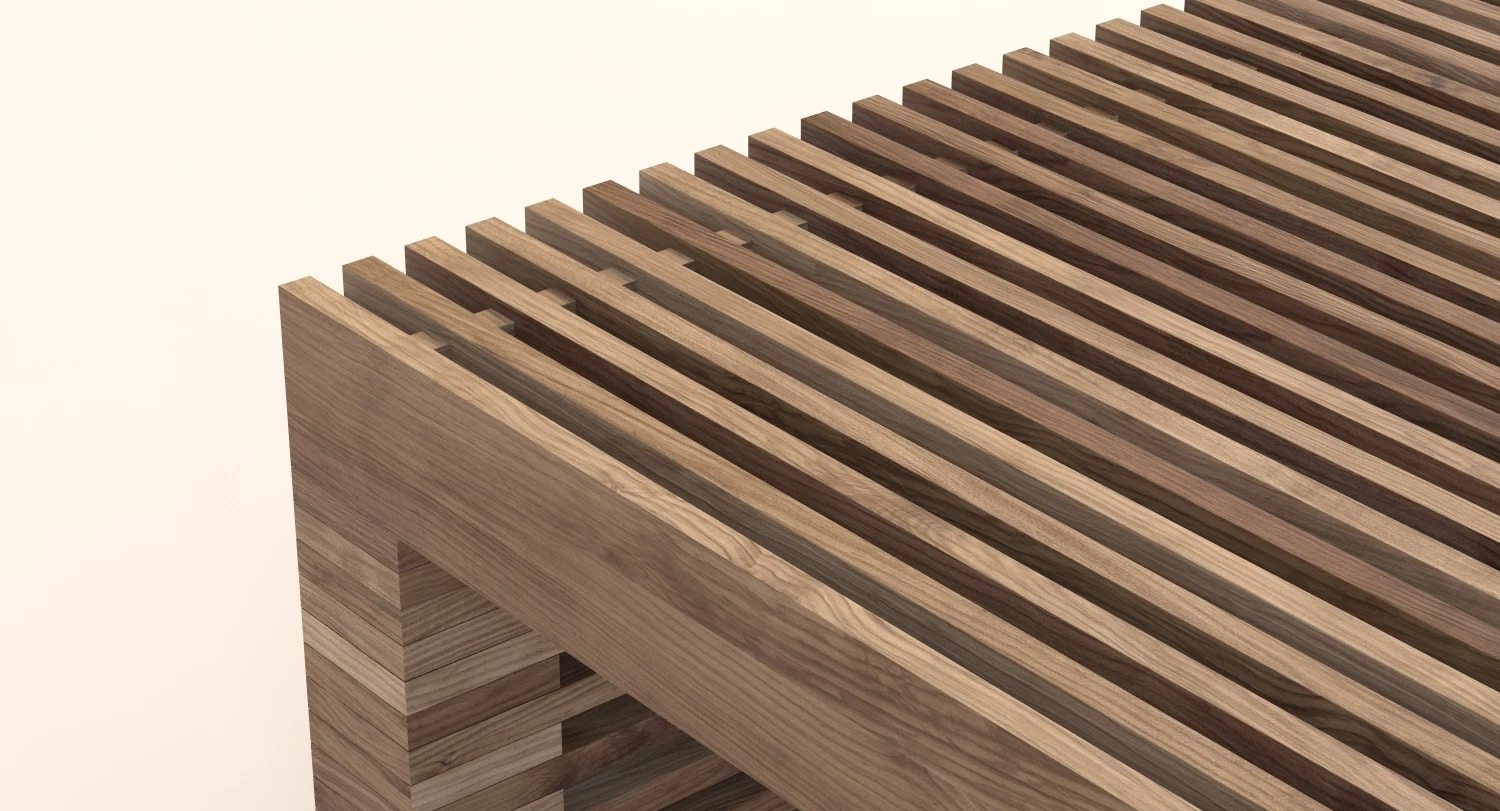 Reclaimed Timber Slat Coffee Table 3D Model_05